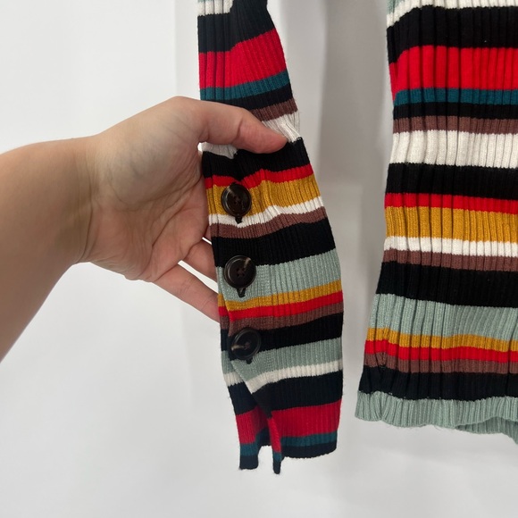 Moth by Anthropologie Fawcett Striped Ribbed Turtleneck Sweater - Picture 6 of 8